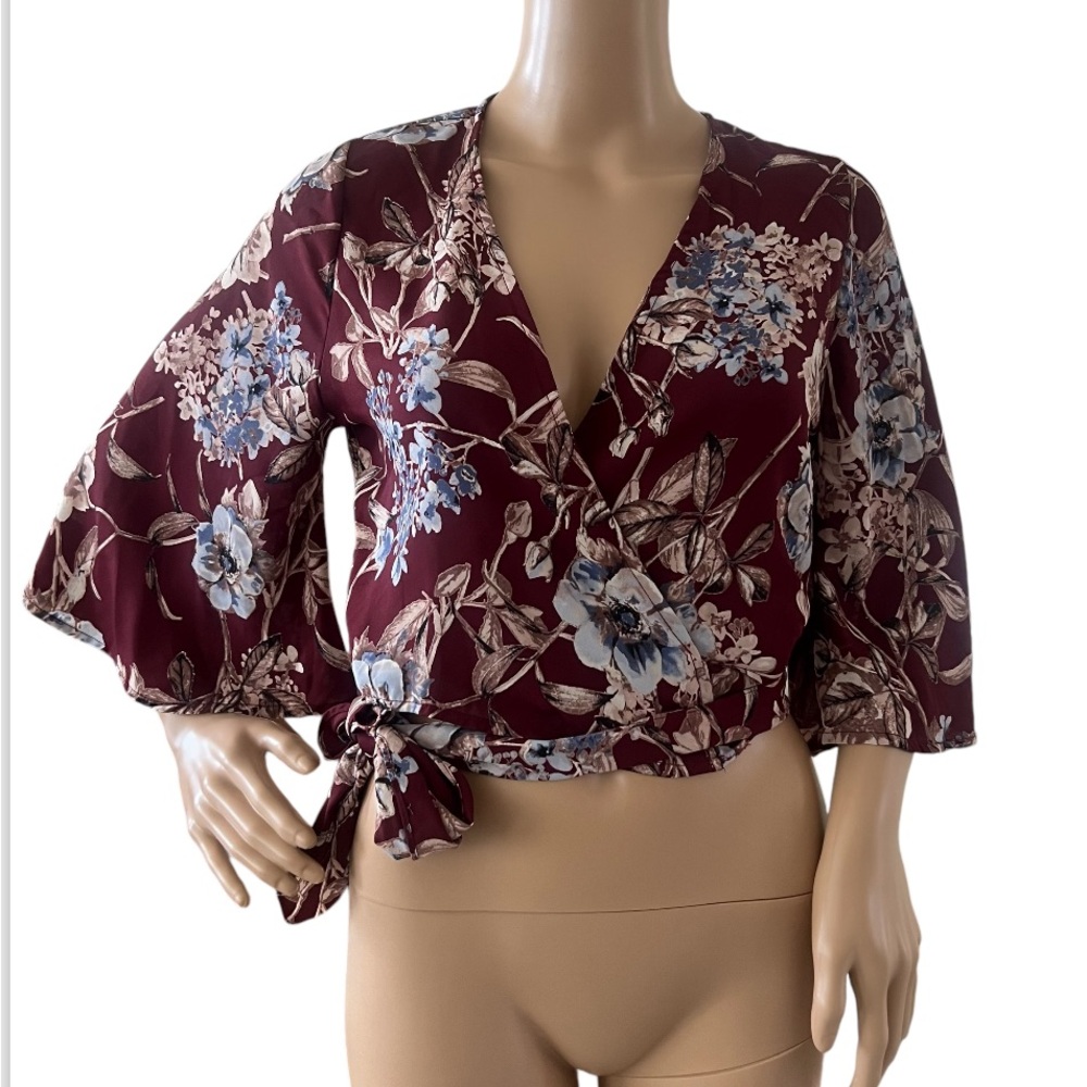 Her Entire Name Says Grace Floral Wrap Crop Top
